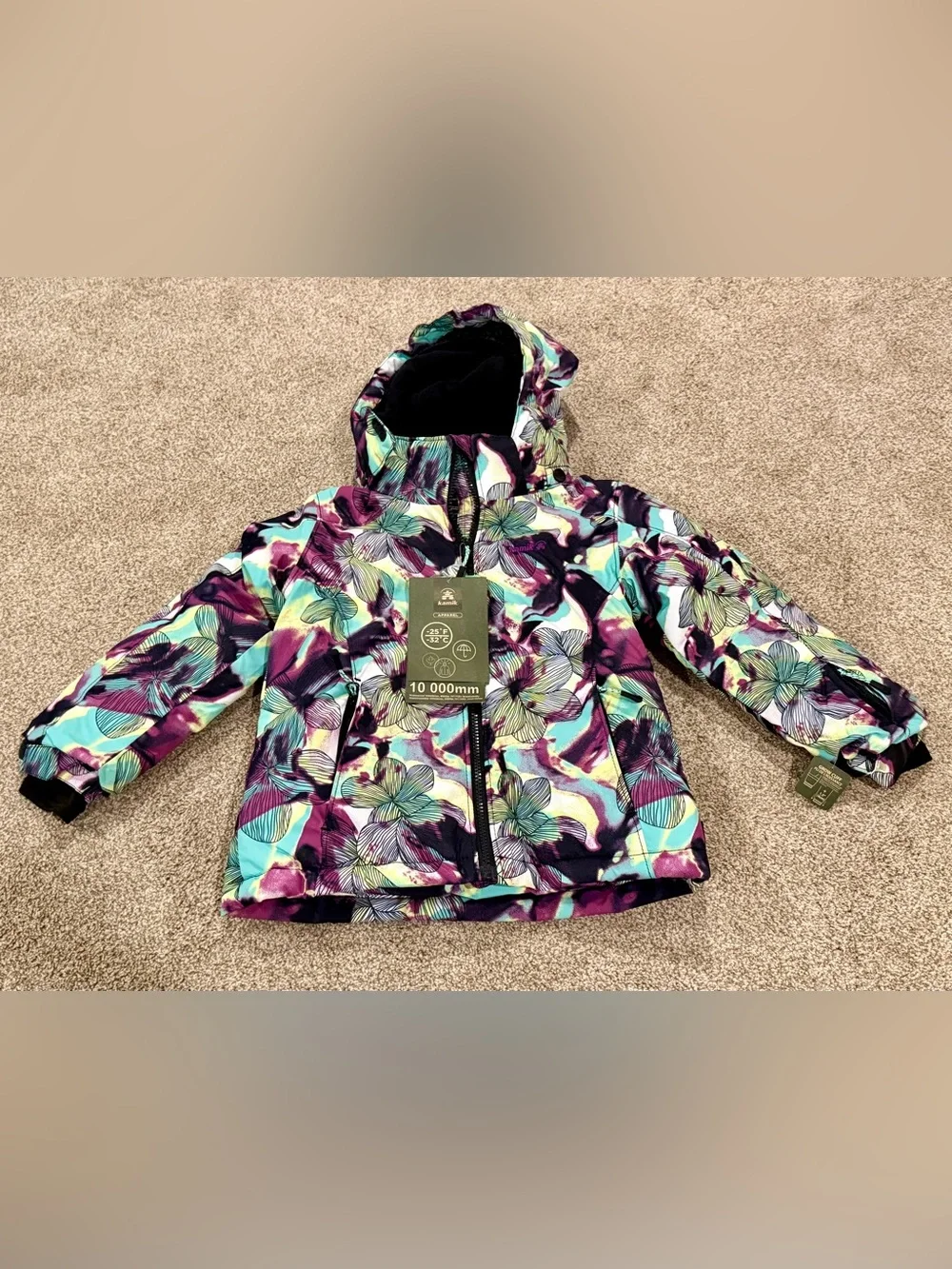 Kamik Kids Floral Hooded Winter Jacket